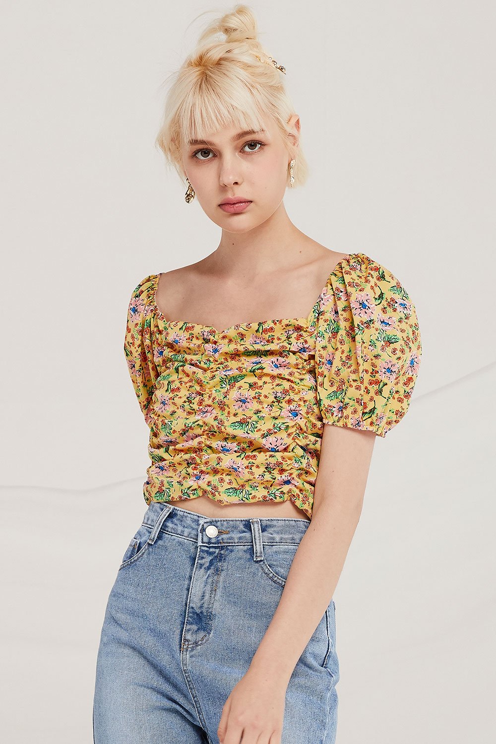 Caleb Floral Cinched Top