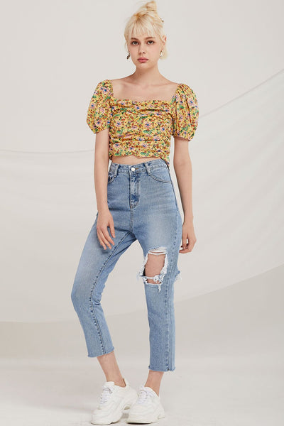 Caleb Floral Cinched Top