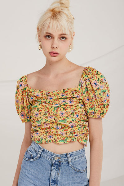 Caleb Floral Cinched Top