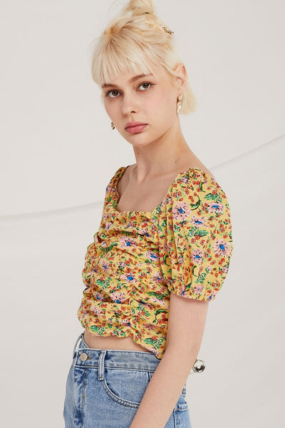 Caleb Floral Cinched Top