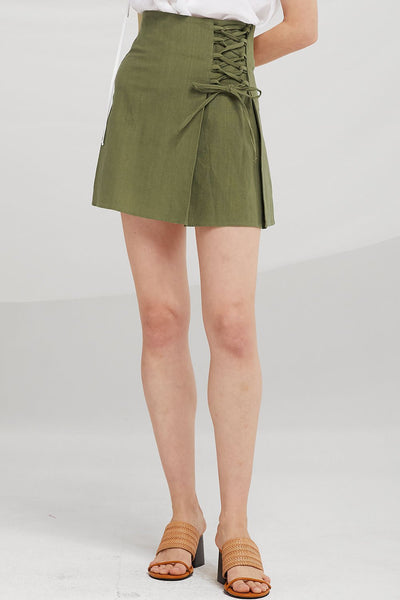 Maci Asymmetric Lace-Up Skirt