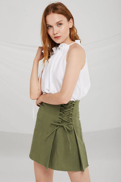 Maci Asymmetric Lace-Up Skirt