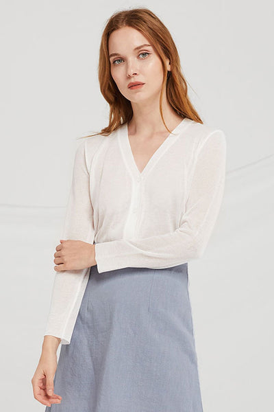 Maeve Plunge Sheer Cardi-Top