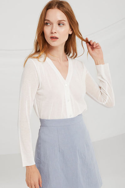 Maeve Plunge Sheer Cardi-Top