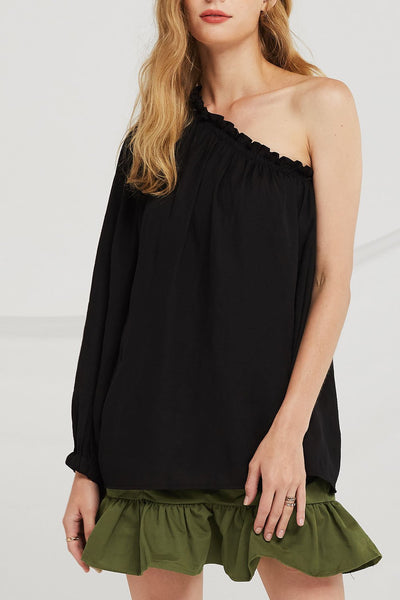 Mya Smocked One Shoulder Blouse