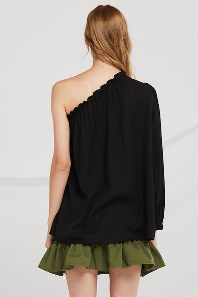 Mya Smocked One Shoulder Blouse