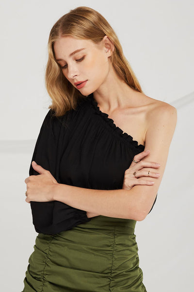 Mya Smocked One Shoulder Blouse