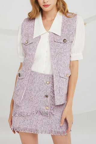 Willow Jewel Button Tweed Vest