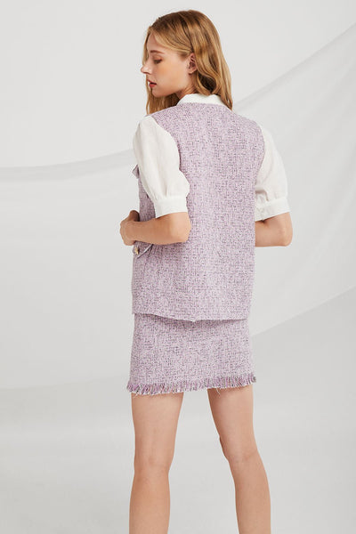 Willow Jewel Button Tweed Skirt