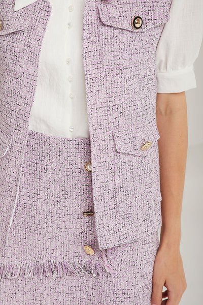 Willow Jewel Button Tweed Skirt