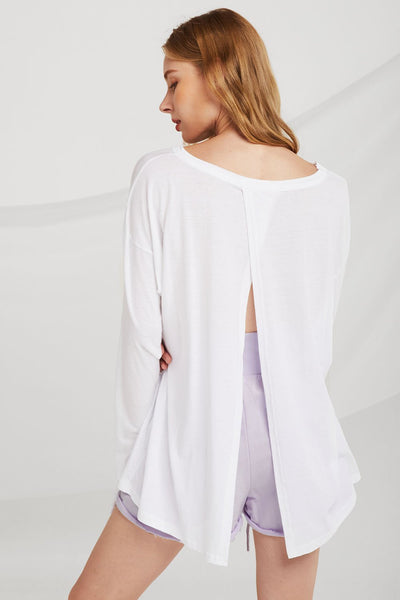 Nicole Boat Neck T-shirt w/Back Slit