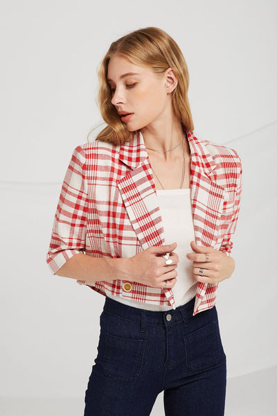 Kinsley Slash Cut Plaid Blazer