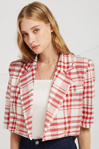 Kinsley Slash Cut Plaid Blazer