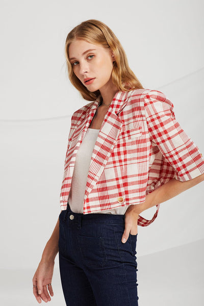 Kinsley Slash Cut Plaid Blazer