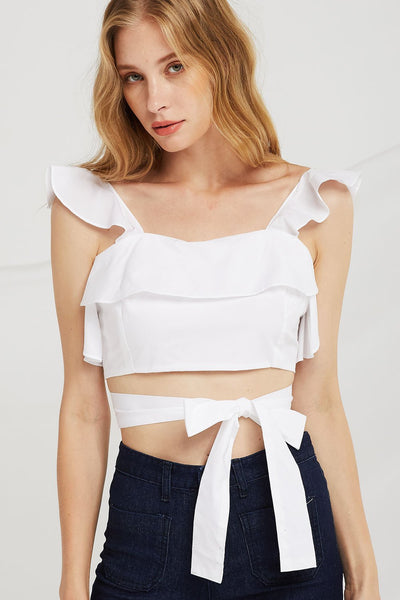 Paige Tie-Waist Ruffle Top