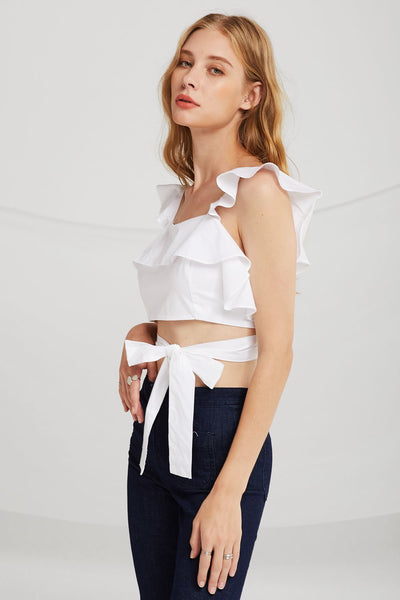 Paige Tie-Waist Ruffle Top