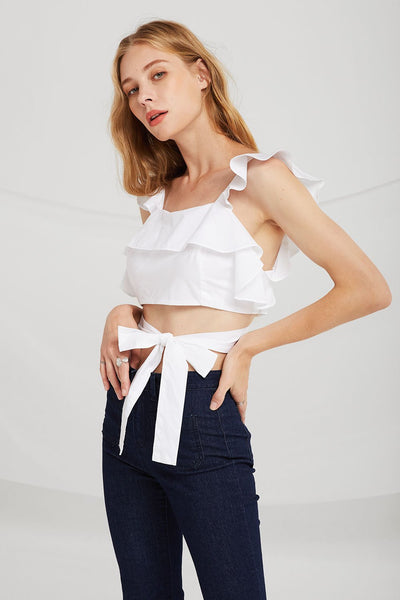 Paige Tie-Waist Ruffle Top