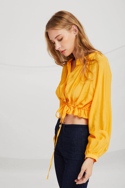 Kiara Crop Shirt w/Drawstring Hem