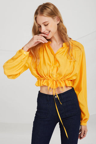 Kiara Crop Shirt w/Drawstring Hem