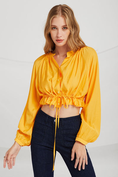 Kiara Crop Shirt w/Drawstring Hem