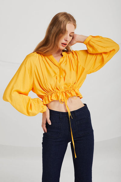 Kiara Crop Shirt w/Drawstring Hem