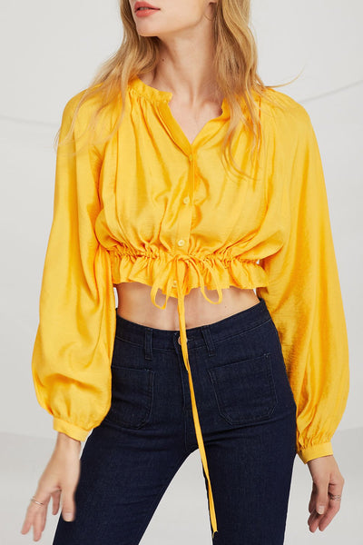 Kiara Crop Shirt w/Drawstring Hem