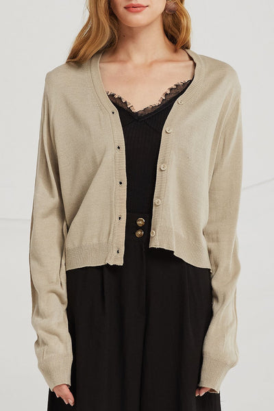 Ellie Rib Trim Knit Cardigan