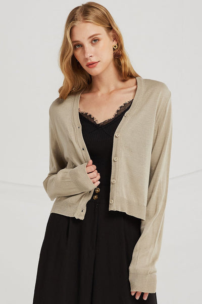 Ellie Rib Trim Knit Cardigan