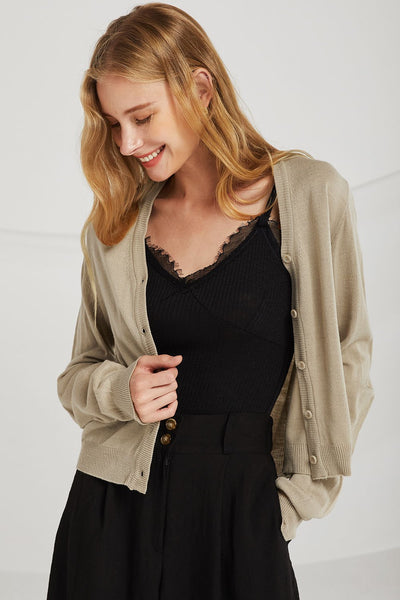 Ellie Rib Trim Knit Cardigan