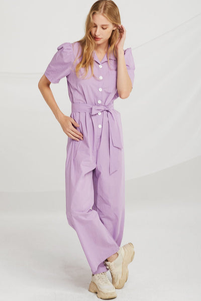 Alice Puff Sleeve Jumpsuit w/Belt