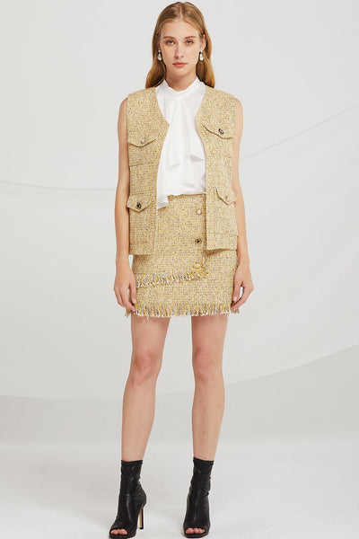 Willow Jewel Button Tweed Vest