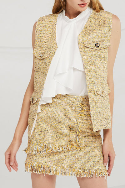 Willow Jewel Button Tweed Vest