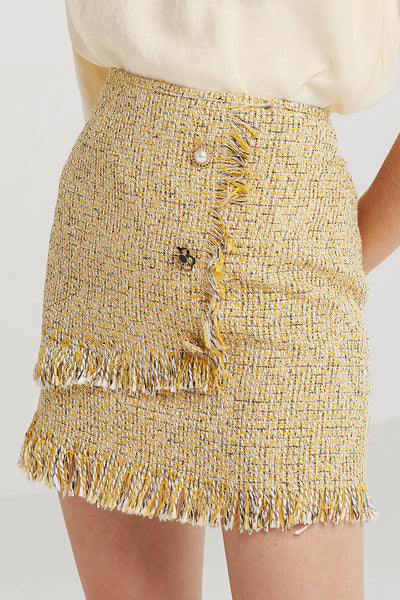 Willow Jewel Button Tweed Skirt