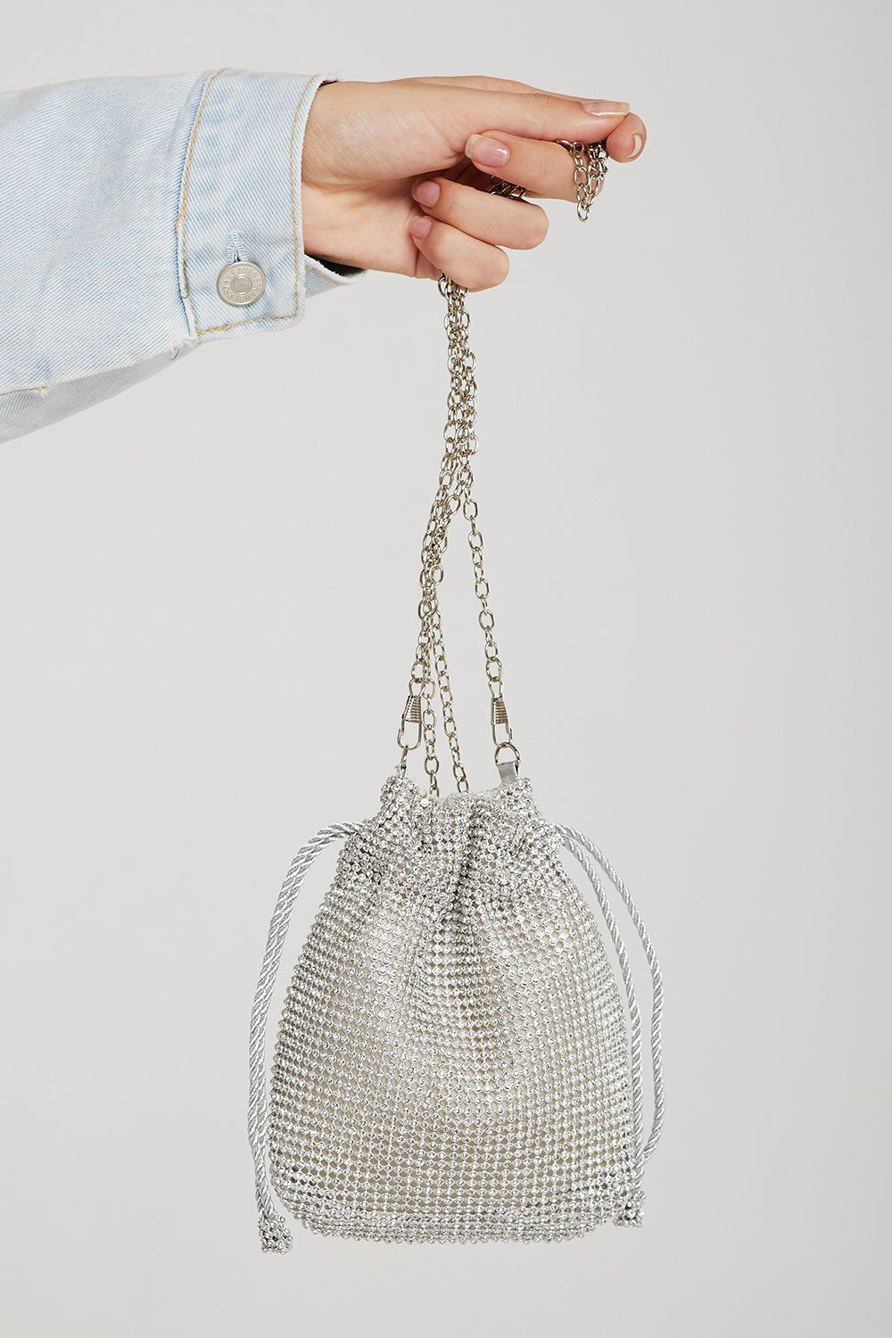 Stone Beaded Drawstring Purse