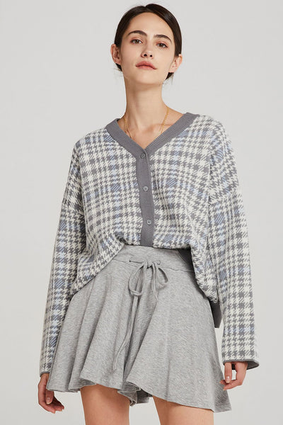 Julia Plaid Houndstooth Cardigan