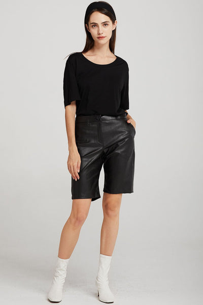 Rachel Pleather Biker Shorts