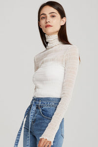 Kylie High Neck Sheer Top