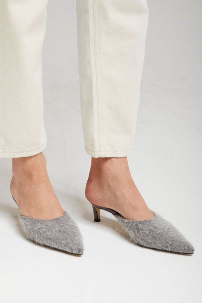 Fluffy Heeled Mules