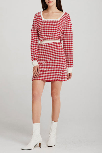 Valerie Checked Knitted Skirt