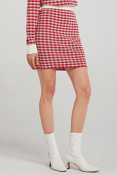 Valerie Checked Knitted Skirt