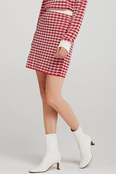 Valerie Checked Knitted Skirt