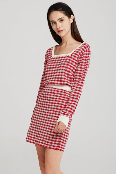 Valerie Checked Knitted Skirt