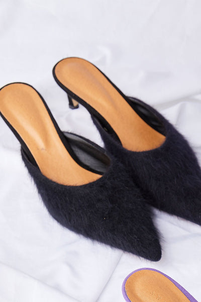 Fluffy Heeled Mules