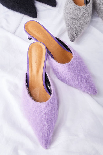 Fluffy Heeled Mules