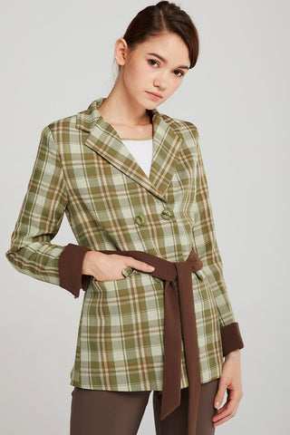 Audrey Plaid Blazer w/Belt