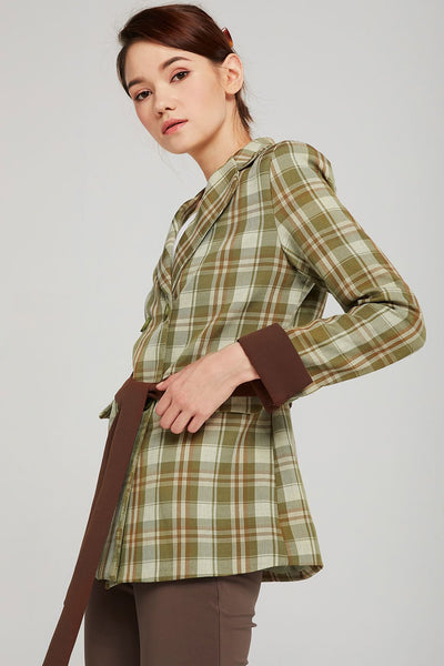 Audrey Plaid Blazer w/Belt