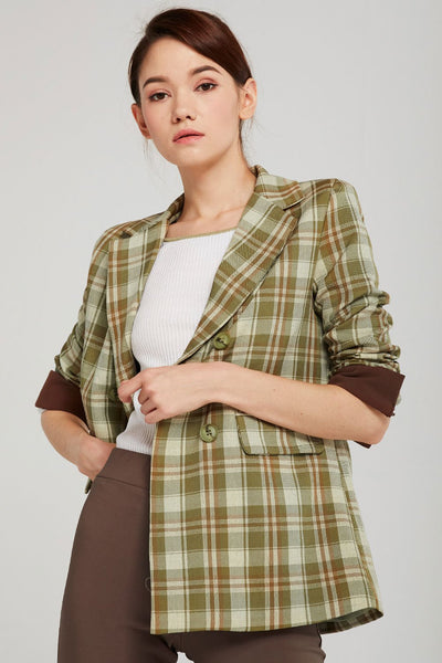 Audrey Plaid Blazer w/Belt