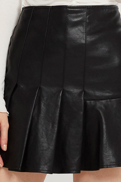 Maggie Asymmetric Pleated Pleather Skirt