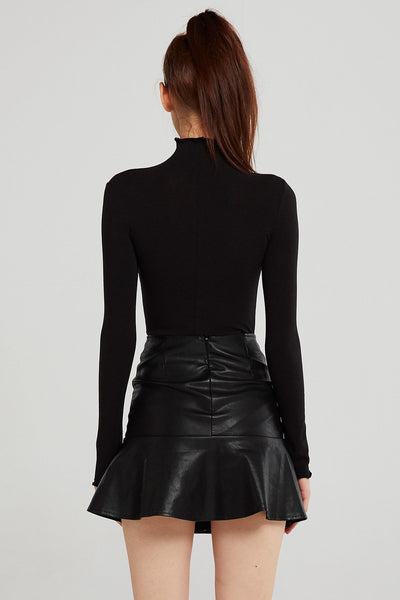 Maggie Asymmetric Pleated Pleather Skirt