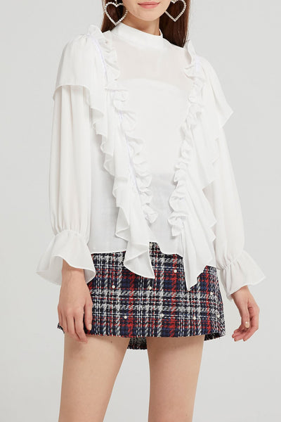 Faith Cascade Ruffle Blouse